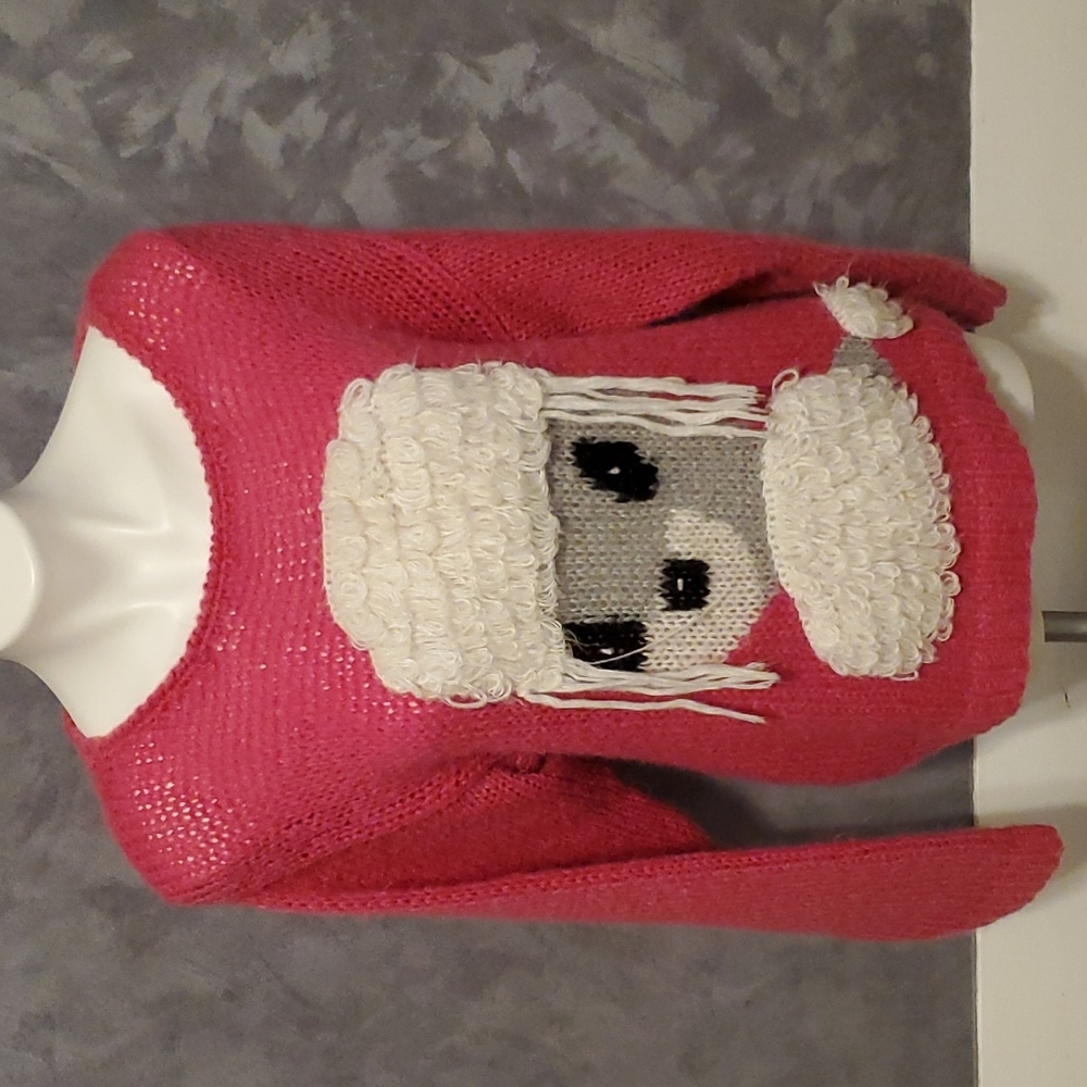 Cheval Pink Sweater White Poodle Design Sz 38